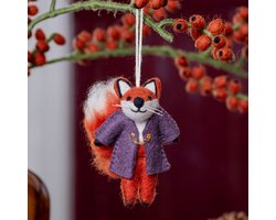 Wolvilt Hanger Vos Indian Summer - Paars - Fairtrade Homedeco - 13x9cm