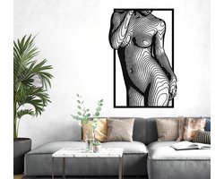 Woman Body wandecoratie woonkamer - Zwart - Houten art - Muurdecoratie - Line art - Wall art - Bohemian - Wandborden - Woonkamer - wandecoratie woonkamer