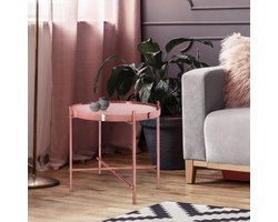 WOMO-DESIGN bijzettafel Ø 43x45 cm koper glanzend met glazen blad