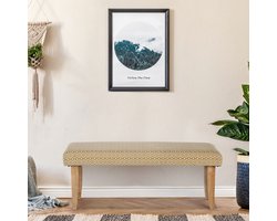 WOMO designbank wit/goud, 120x48x40 cm, stoffen bekleding met metalen poten