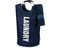 Wonair Wasmand - Waszak - Laundry Hamper - Flexibele Wasmand - Opvouwbaar – Donkerblauw – 81L