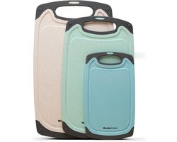 WonderCooks Kunststof snijplanken set - 3 stuks - Met anti-slip handvaten - Stijlvol design - Geschikt voor vaatwasser - BPA-vrij Kunstof