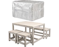 WONDERMAKE® Design kinderzitgroep buiten tuin hout met hoes, kinderzitgroep binnen picknickgroep vanaf 3 jaar, beige grijs