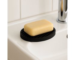 Wondersathome® Zeepbakje Ovaal Zwart - Duurzaam - Handzeep - Badkamer Accessoires - Zeephouder - luxe zeepbakje - siliconen zeephouder - Black
