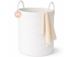 Woning Decor® Wasmand 100L XXL – Katoenen Wasmand – Opbergmand – Wassorteerder – Wit