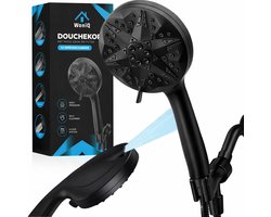 WoniQ Douchekop met Hoge druk en met Filter - Douchekop Regendouche - 10 Sproeistanden - Waterbesparende - Zwart