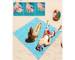 WoniQ Zandvrij Strandlaken XXL Formaat - 200 x 200 CM - Blauw