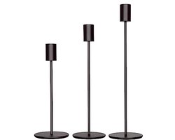 Wonix Kandelaar Set van 3 - Kaarsenhouder - Kaarsenstandaard - Decoratieve accessoires - Kandelaars Groot en Klein - Metaal - Zwart