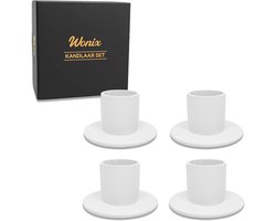 Wonix - Kandelaars - 4 stuks - Φ2.5 cm - Kaarsenhouders - Kaarsenstandaard - Kaarsenonderzetter - Woonaccessoires - Decoratieve accessoires - ijzer - Wit - Theelichthouder - Kaarsen plank