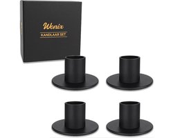 Wonix - Kandelaars - 4 stuks - Φ2.5 cm - Kaarsenhouders - Kaarsenstandaard - Kaarsenonderzetter - Woonaccessoires - Decoratieve accessoires - ijzer - Zwart - Theelichthouder - Kaarsen plank