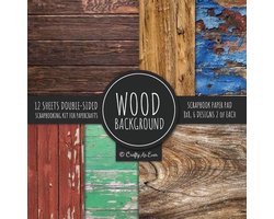Wood Background Scrapbook Paper Pad 8x8 Scrapbooking Kit for Papercrafts, Cardmaking, DIY Crafts, Rustic Texture Design, Multicolor
