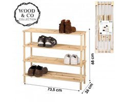 "WOOD & CO" SCHOENENREK MET 4 NIVEAUS – 74 x 26 x 68 CM
