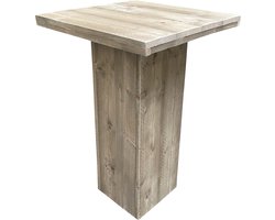Wood4you - Bartafel - Steigerhout met kolompoot 74x74 cm -