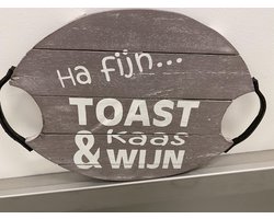 Woodart serveerplank dienblad taupe ovaal ha fijn, toast kaas wijn 29x24,5x2