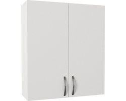 Wooden Art Kunstbadkamerkast | 100% Melaminegecoat Spaanplaathout van 18 mm dik | 70 x 80 x 27cm | Wit