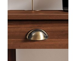 Wooden Desk with 5 Drawers 114x76x54 cm – Cottage Style Solid Pine Office Desk with Metal Shell Handles – Classic Home Office Writing Table – Abkantoor