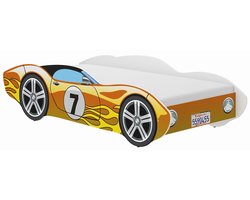 Wooden Toys Corvetta Serie - Kinderbed in Autovorm - 140 x 70 cm - Geel - Inclusief Schuimmatras