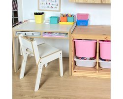 Woodforkids - Meegroei Montessori Kinderbureau SET - Verstelbaar Bureau met Stoeltje - Kindertafel - Peuter Bureau - 71 cm- Europees Product