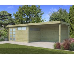 Woodlands Blokhut Modern met Overkapping Geïmpregneerd 815 x 295 cm