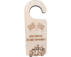 WoodR | Deurhanger | tekstbordje | niet storen ik kijk formule 1 | cadeau | Max Verstappen
