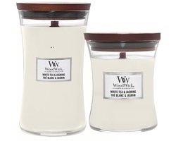 WoodWick Duo Large & Medium Candle White Tea & Jasmine