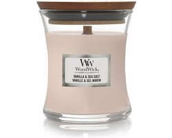 WoodWick Geurkaars Mini Candle - Vanilla & Sea Salt - 20 branduren - 85gr - 8 cm / ø 7 cm