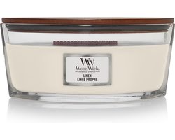 WoodWick Heartwick Flame Ellipse Geurkaars - Linen - 50 branduren