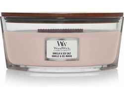 WoodWick Heartwick Flame Ellipse Geurkaars - Vanilla & Sea Salt - 50 branduren
