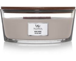 WoodWick Heartwick Flame Ellipse Geurkaars - Wood Smoke - 50 branduren