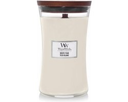WoodWick Hourglass Large Geurkaars - White Teak - 130 branduren
