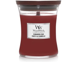 WoodWick Hourglass Medium Geurkaars - Cinnamon Chai - 60 branduren