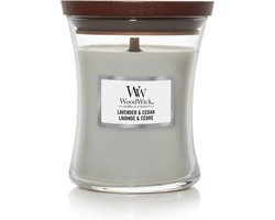 WoodWick Hourglass Medium Geurkaars - Lavender & Cedar - 60 branduren