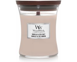 WoodWick Hourglass Medium Geurkaars - Vanilla & Sea Salt - 60 branduren