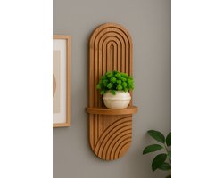 WoodWorks Houten Wanddecoratie met Plank – Scandinavisch Boogdesign – 54,5 × 15 cm – Moderne Wandplank / Wandrek voor Woonkamer, Hal & Slaapkamer