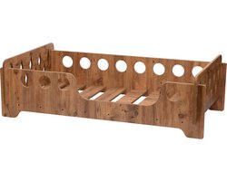 WoodWorks Kinderbed 70x140 cm – MDF Walnoot – Veilig Peuterbed met Uitvalbeveiliging – Geschikt voor Peuters & Kleuters – Stevig & Stijlvol Design