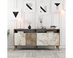 Woody Fashion Console | 100% Melamine | Notelaar Wit Marmer - Emob - Woonkamerkasten - Wit - Melamine - Woonkamerkasten - Op voorraad