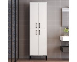 Woody Fashion multifunctioneel kabinet | 18 mm dik | metalen poot wit - Emob - Hoge kasten - Wit - Melamine; Spaanplaat - Hoge kasten - Op voorraad