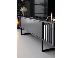 Woody Fashion TV-meubel | 100% Melamine coating | Metalen poten | Antraciet Zwart