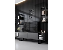 Woody Fashion TV-meubel | 100% Melamine coating | Metalen poten | Antraciet Zwart - Emob - Woonkamerkasten - Antraciet - Melamine - Woonkamerkasten - Op voorraad