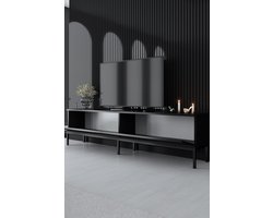 Woody Fashion TV-meubel | Metalen Poten | 100% Melamine Gecoat | 180x47x30 cm | Zwart