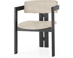 Woody Mode Stoel | 100% Hout | Fluwelen Zitting | Lichtgrijs Zwart