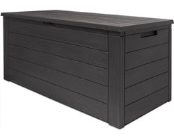 Woody Tuin Opbergbox - 324 liter 45x120x60 cm - Tuinkussenbox - Antraciet/bruin