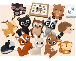 WoodyDoody Knutselen Meisjes - Knutselen Jongens - Bosdieren 12 stuks Extra Large Variant Knutselpakket Meisjes en Jongens - Geschenkdoos Cadeau Verpakking - Forest Animals Bosdieren Extra Large Formaat 12 stuks - Naaiset Kinderen Bos Dieren xl