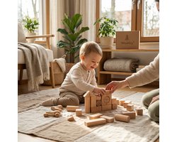Woodzy Houten Blokkenset 23 Delig – FSC Gecertificeerd – Educatief Speelgoed – Naturel Hout – Voor Peuters & Kinderen – Cadeau