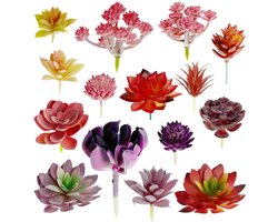 Woohome 15 stuks kunstmatige vetplanten, ongepotte kunstbloemen, kunstmatig gemengd voor decoraties in huis en binnentuinen