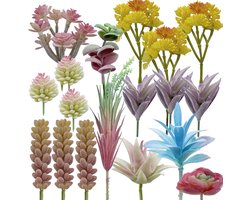 Woohome 18 stuks kunstmatige vetplanten, ongepotte kunstbloemvetplanten, kunstmatige vetplanten gemengd voor decoraties in huis en binnentuinen