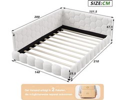Woolen Sofa Bed – Dagbed – Slaapbank – Bedbank – Logeerbed – 140x200 cm – Wolstof Met Lattenbodem – Wit