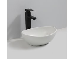 WOON-DISCOUNTER.NL - Durva 35 - Mat wit - Waskom - - Keramiek - Ovaal - 251092