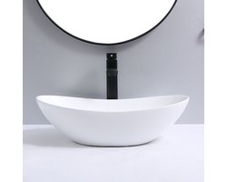 WOON-DISCOUNTER.NL - Krota 62 - Glans wit - Waskom - - Keramiek - Ovaal - 251059