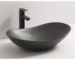 WOON-DISCOUNTER.NL - Krota 62 - Mat zwart - Waskom - - Keramiek - Ovaal - 251060